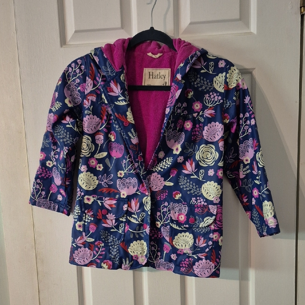 Hatley Blue and Pink Raincoat with Whimsical Design